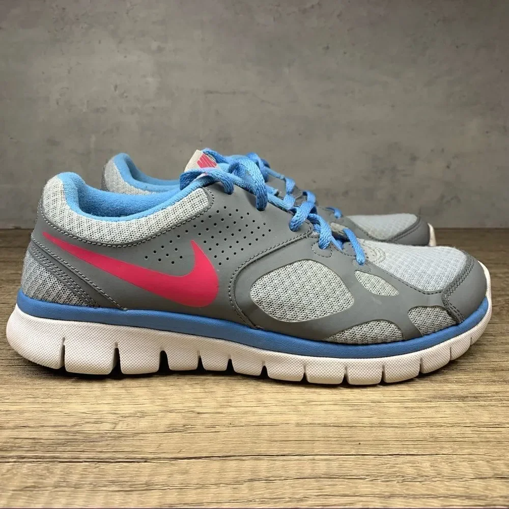 Nike Women's Size 8.5~Flex Run~Gray/Pink/Sky Blue Running Shoes‎